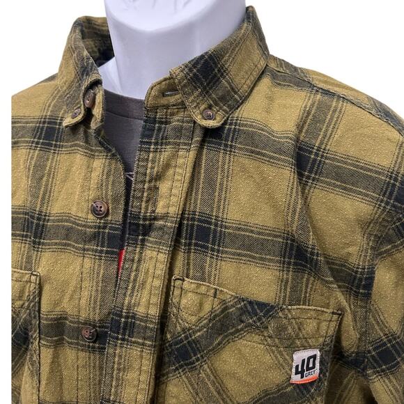 Duluth Trading 40 Grit Heavyweight Work Shirt Green Black Plaid Men's Medium - Picture 1 of 5
